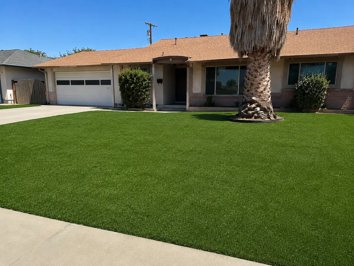 Same Bakersfield home after artificial grass installation