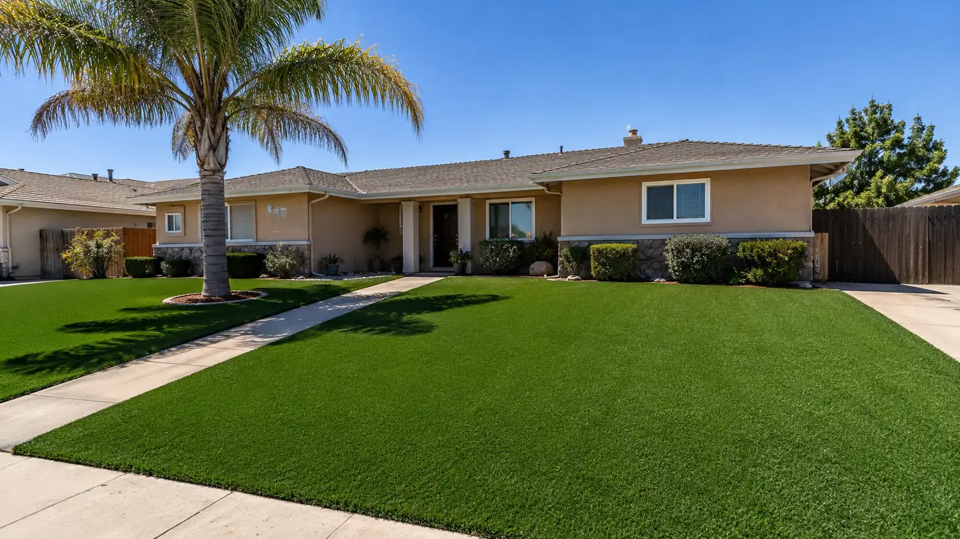 Professional artificial grass installation, Bakersfield front yard